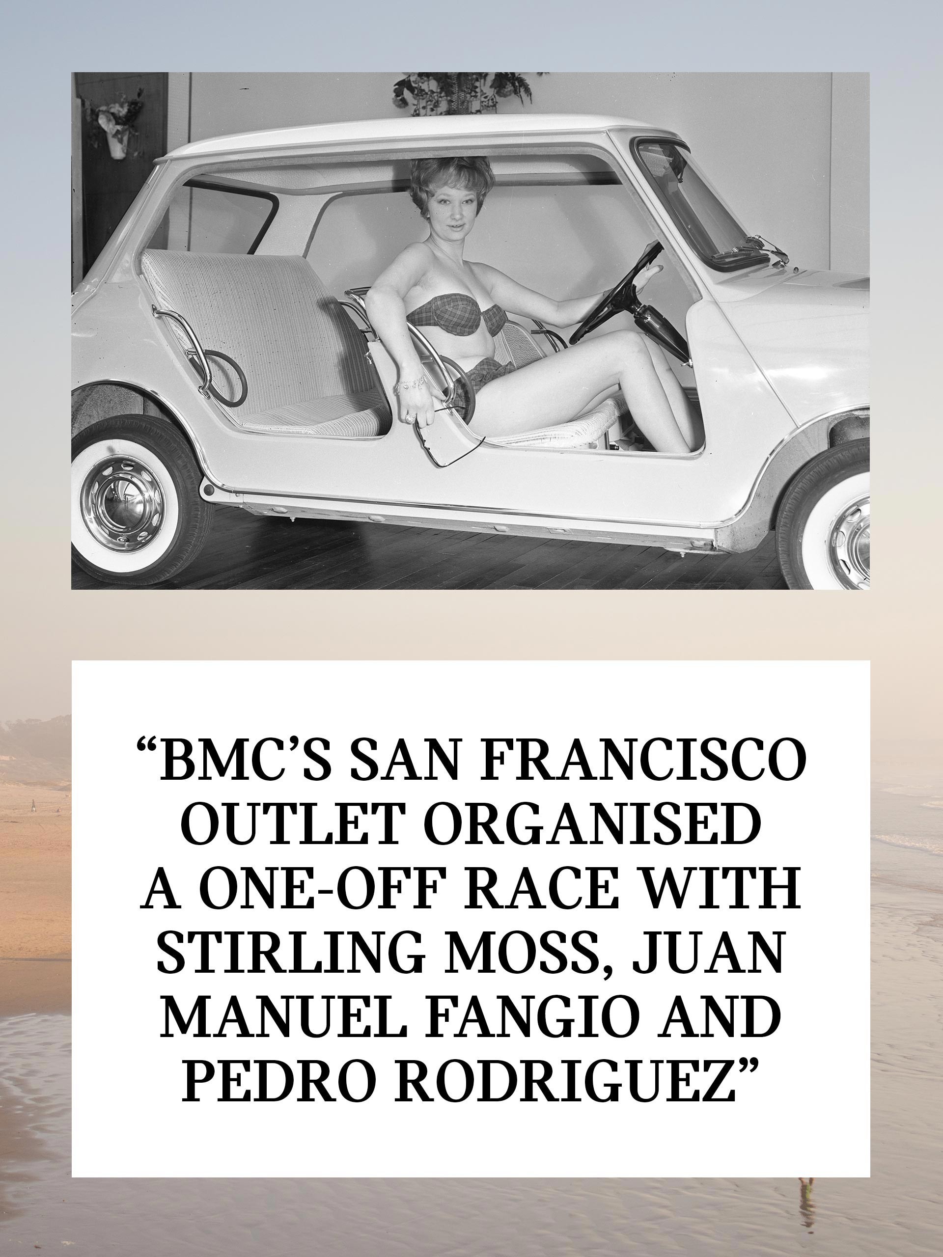 A model showing off the Mini Beach car.